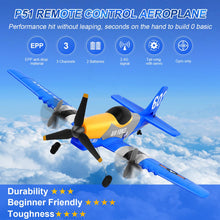Load image into Gallery viewer, Beffkkip RC Plane 3-Channel 2.4GHZ RC Airplane, P51D Mustang Fighter
