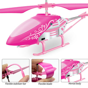 Remote Control Helicopter for Kids| Toys for Ages 5-7 8-10| Rc Helicopter Toys w/t LED Lights, 3.5 Channel, Gyro Stabilizer, Altitude Hold- Pink