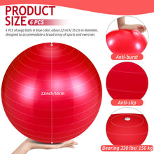 Load image into Gallery viewer, Hungdao 6 Pack 22 Inch Heavy Duty Exercise Balls Inflatable Pregnancy Yoga Pilates -(Red)
