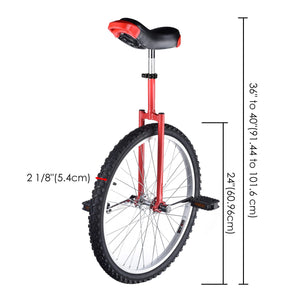 24" Inch Wheel Unicycle Leakproof Butyl Tire Wheel Cycling Outdoor Sports Fitness Exercise Health Red
