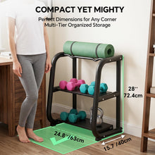 Load image into Gallery viewer, Home Gym Storage Rack, 3-Tier Heavy Duty Workout Equipment Organizer for Dumbbells
