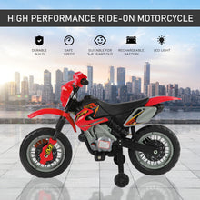 Load image into Gallery viewer, 6V Kids Ride-On Street Dirt Bike - Electric Motorcycle for Children with Training Wheels, Red
