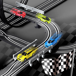 Car Race Track Sets for Boys Kids, Battery or Electric Race Car Track with 4 High-Speed Slot Cars and 2 Hand Controller