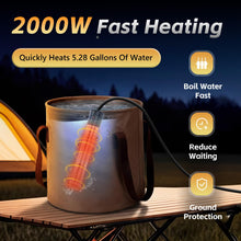 Load image into Gallery viewer, BSEED Portable Shower for Camping with Immersion Water Heater, 8000mAh Rechargeable Camping Shower with Large Capacity Foldable Bucket, Outdoor Shower for Hiking RV, Travel, Pet Bath, Car Washing
