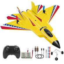 Load image into Gallery viewer, Remote Control Jet with Gyro &amp; LED Lights, 2 Rechargeable Batteries, 2.4GHz RC Glider Toy
