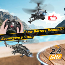 Load image into Gallery viewer, RC Helicopter for Kids &amp; Adults, Military Remote Control Helicopter Toy with LED Lights, 2 Batteries &amp; USB-C Charging, 26 Mins Flight

