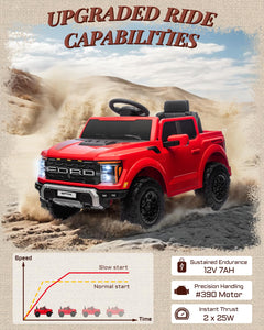 First Ride On Licensed Ford F-150 Raptor 12 Volt Kids Ride on Car, Ride on Toys for Kids with Remote Control (Red)