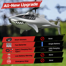 Load image into Gallery viewer, RC Shark Helicopter with Altitude Hold, One Key Takeoff/Landing, LED Lights, 2 Batteries
