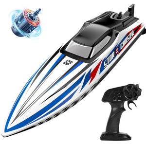 Fast Brushless RC Boat, 30+ mph 3S Remote Control Racing Boats with Metal Servo & LED Light, Capsize Recovery,2.4Ghz Speed Boat