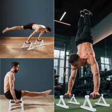 Load image into Gallery viewer, BESTWEI 1 Pair Wooden Parallettes Push Up Bars for Men, Strength Training Pushup Stands Handles for Home Calisthenics, Fitness, Floor Workouts Solid Wood with White Metal Bracket - Support 500 lbs
