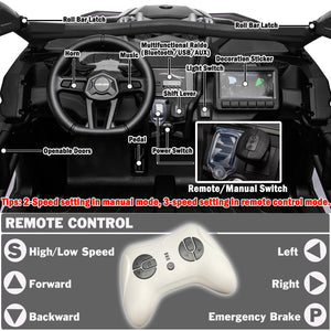 24V Ride on Car with Remote Control, 2 Seater Ride On Toys Off-Road Buggy Truck Licensed Can Am Maverick UTV Electric Vehicles, Black