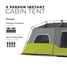 Load image into Gallery viewer, CORE 9 Person Instant Cabin Tent | Large Multi Room Family Pop Up Tent for 2 Minute Camp Setup
