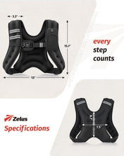 Load image into Gallery viewer, ZELUS Weighted Vest, 6lb/8lb/12lb/16lb/20lb/25lb/30lb Weight Vest with Reflective Stripe for Workout, Strength Training, Running, Fitness, Muscle Building, Weight Loss, Weightlifting, Black(12 lb)
