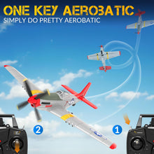Load image into Gallery viewer, 4 Channel Remote Control Airplane 2.4Ghz RC Plane with 3 Modes - Ready to Fly P51 Mustang RC Airplane RTF for Beginners Adults (Red)
