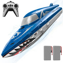 Load image into Gallery viewer, Shark RC Racing Boat for Kids &amp; Adults,2.4GHz High Speed Remote Control Boat W/ Dual Battery 50 Min Runtime, Shining Blue
