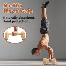 Load image into Gallery viewer, Wooden Parallettes 2 PCS Push Up Stand For Floor Calisthenics Bars Home, Handles Handstand Blocks Beech &amp; Pine Wood Pushup Non-Slip Base Parallel Exercise Equipment For MenTrainers(PINE WOOD)
