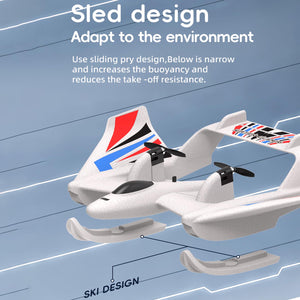RC Plane Remote Control Airplane, 3 in 1 Water Land Air RC Airplane, 2.4GHz 2CH RC Aircraft, RC Glider, White