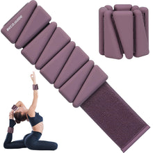 Load image into Gallery viewer, BECOJADDE Ankle Weights Set of 2 (2 lb Each) Adjustable Wrist Weights - Deep Plum
