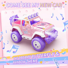 Load image into Gallery viewer, Pink Remote Control Car for Girls with Fog Mist &amp; Music, 1:16 RC Car with LED Lights for Kids, 2.4Ghz All Terrain SUV Truck
