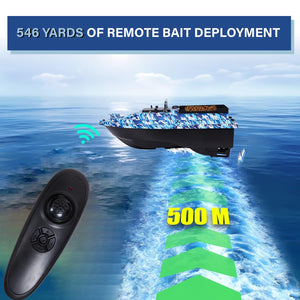 Bait Boat, RC Bait Boat, 546-Yard Range Remote Control, 4.4lb Loading Capacity, Dual Motor & Battery System