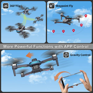 Remote Control FPV Drone with 1080P Camera for Kids and Adults Beginners, Foldable Quadcopter with Carrying Case, Adjustable Len, Gestures Selfie