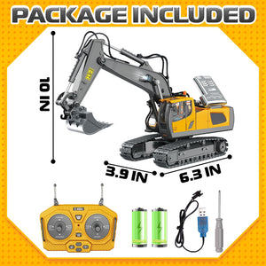 Remote Control Excavator Toys, 11 Channel 1:20 RC Construction Vehicles, 680° Rotation Hydraulic Car Toys, RC Truck Digger