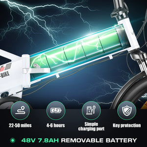 20" Folding Electric Bike 500W Ebikes for Adults, Adult Electric Bicycles with 48V Removable Battery