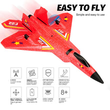 Load image into Gallery viewer, Remote Control Plane F-22 Raptor, 2.4Ghz Rc Airplane with Smart Gyro/LED Lights/3 Rechargeable Batteries, Jet Fighter Toy (Red)
