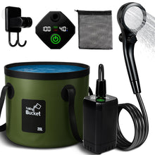 Load image into Gallery viewer, Motivekit™ Portable Camping Shower | 5.3 Gallons Foldable Bucket, 6000mAh Rechargeable Shower Pump, 6' 7" Filtered Shower Head, Summer Beach Outdoor Showering Hiking Pet Bath RV Car Wash Water Plant

