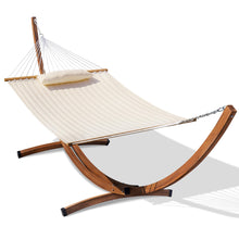 Load image into Gallery viewer, Lazy Daze Double Quilted Hammock with 13 ft Curved Steel Wood Grain Stand

