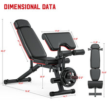 Load image into Gallery viewer, XDDIAS Weight Bench, 900LBS Workout Bench With Leg Extension For Home Gym Equipment, Adjustable Strength Training Bench with Preacher Curl Pad And Extended Headrest, Bench For Full Body Fitness
