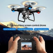 Load image into Gallery viewer, Drone with Screen Controller with SD card, Brushless Motor, Optical Flow Localization, Active Obstacle Avoidance (2 batteries - Black)
