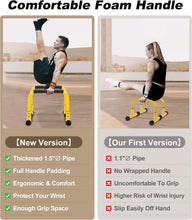 Load image into Gallery viewer, TABEKE Push Up Bar, 14'' High Steel Parallettes &amp; Dip Bar (Yellow)
