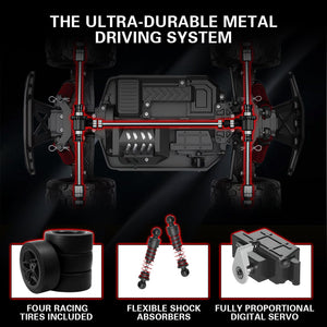 1:18 Scale All Terrain RC Cars, 40km/h High Speed Remote Control Car, 2.4Ghz RC Car Toys Gifts for Kids and Adults, 4WD Electric Vehicle