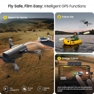 GPS Drone with 4K UHD Camera for Adults Beginner; HS360S 249g Foldable FPV RC Quadcopter