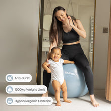 Load image into Gallery viewer, BABYGO Birthing Ball - Pregnancy Yoga Labor &amp; Exercise Ball &amp; Book Set Trimester Targeting- (Mist, 65cm)
