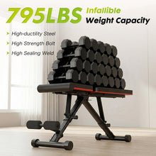 Load image into Gallery viewer, OLIXIS Adjustable Weight Bench for Full Body Strength Training, Foldable Workout Bench with Incline Decline Flat Positions, 795 lbs Capacity Dumbbell Bench for Home Gym, Sit Up and Ab Exercises

