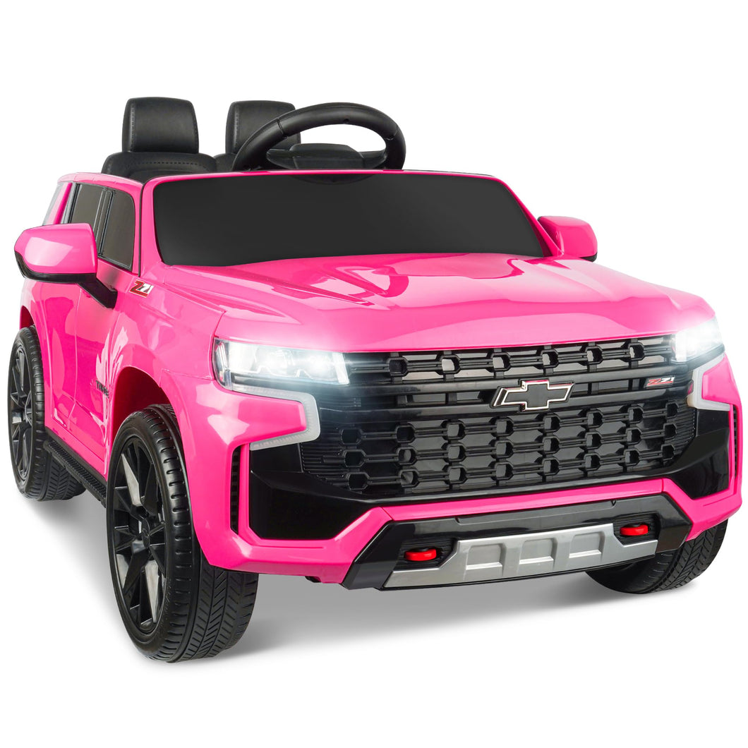 Ride On Car for Kids, Licensed Chevrolet Tahoe SUV 12V7AH Battery Powered Ride On Toy Car, Kids Boys Girls Electric Car (Pink)