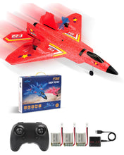 Load image into Gallery viewer, Remote Control Plane F-22 Raptor, 2.4Ghz Rc Airplane with Smart Gyro/LED Lights/3 Rechargeable Batteries, Jet Fighter Toy (Red)
