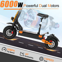 Load image into Gallery viewer, Electric Scooter for Adults 6000W Power Dual Motors Top Speed 55MPH 60V 33Ah Battery 65+ Miles Range 13&quot; Tires
