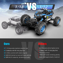 Load image into Gallery viewer, 1:12 Large Remote Control car for Boys Kids with Lifting Function,4WD RC Cars Electric Monster Truck Toy Gifts 4X4 Off-Road (Blue)
