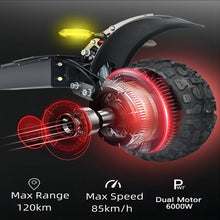 Load image into Gallery viewer, Electric Scooter Adults, 6000W Up to 52 Mph, 52 Miles Max Range, 60V 38.4Ah Battery, 11&#39;&#39; Tubeless Tires, E Scooter with Seat
