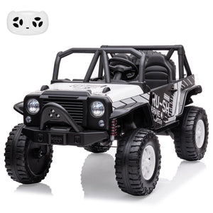 Kids Ride On Car - Electric Car for Kids Ages 3+, 110lbs Weight Capacity, 2 Seats with LED Headlights, White