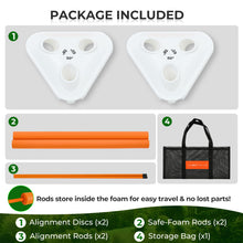 Load image into Gallery viewer, Golf Swing Training Aid - Alignment Discs &amp; Rods | Corrects Setup, Posture, Swing Plane &amp; Path to Fix Slice and Hook | Achieve Consistent Contact, Increase Distance &amp; Accuracy
