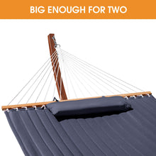 Load image into Gallery viewer, Lazy Daze Double Quilted Hammock with 13 ft Curved Steel Wood Grain Stand
