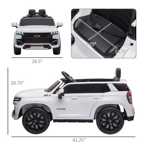 Chevrolet Tahoe Licensed Kids Ride on Car, 12V Battery Powered Kids Electric Car with Remote Control, White