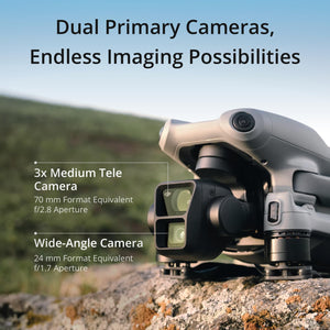 Drone with Medium Tele & Wide-Angle Dual Primary Cameras, 46-Min Max Flight Time, Omnidirectional Obstacle Sensing, 48MP Photos, 4K