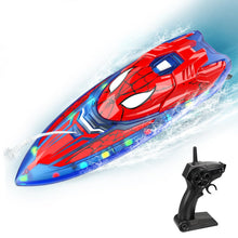 Load image into Gallery viewer, Spider Hero RC Boat, 2.4GHz Remote Control Boat with LED Lights for Kids, Pool Toy with 2 Rechargeable Batteries
