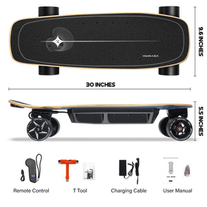 Mini 2 Electric Skateboard with Remote, 13-15 Miles Range and 30 Mph Top Speed, 1200W Hub Motor