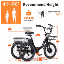 Load image into Gallery viewer, Electric Tricycle for Adults,20&quot; Folding Electric Trike,3 Wheels Electric Bicycle Bikes, 350W Step-Thru Etrike with 374WH
